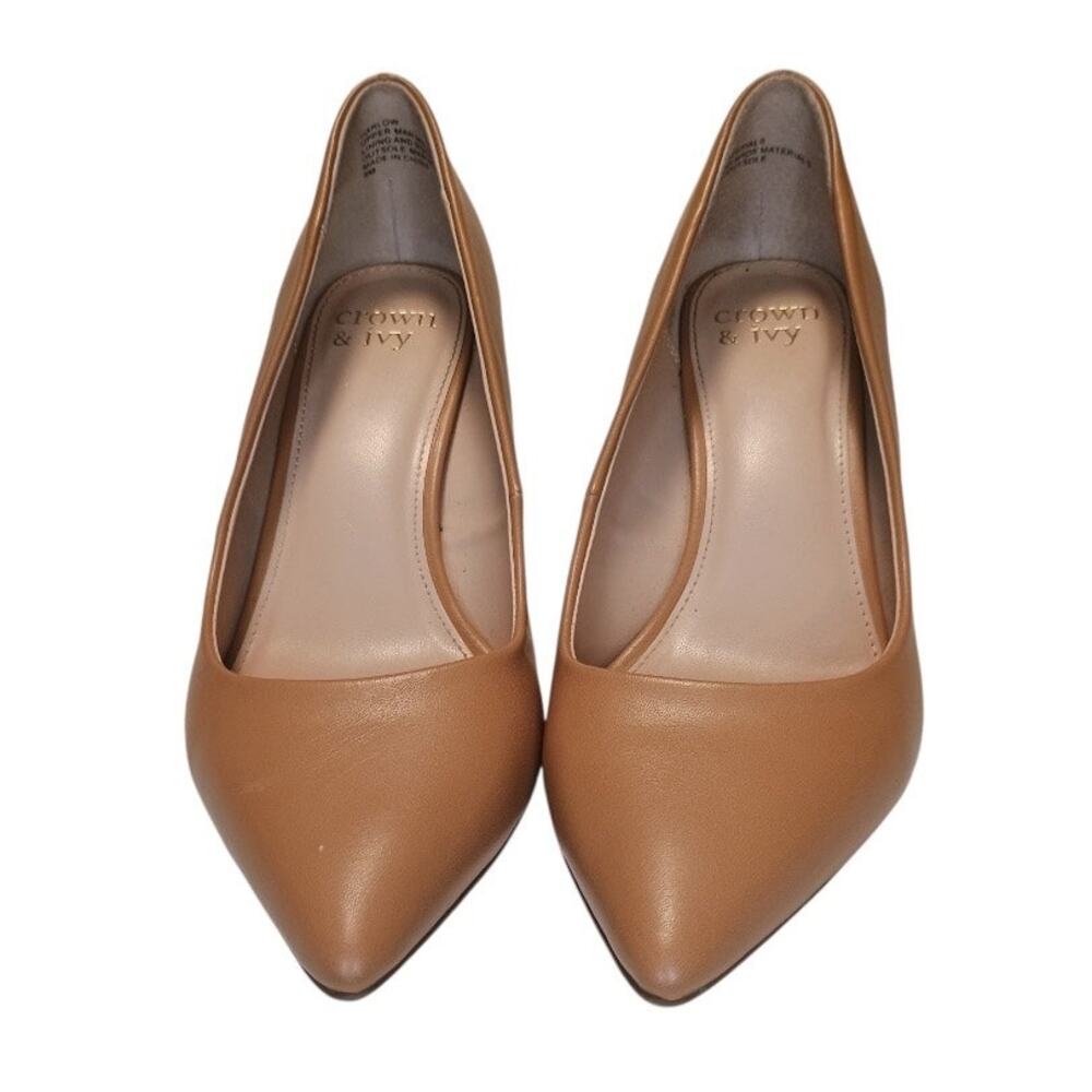 Crown & Ivy, beige tan classic pointed toe pump 2” heel, women’s size 8 - Picture 2 of 12